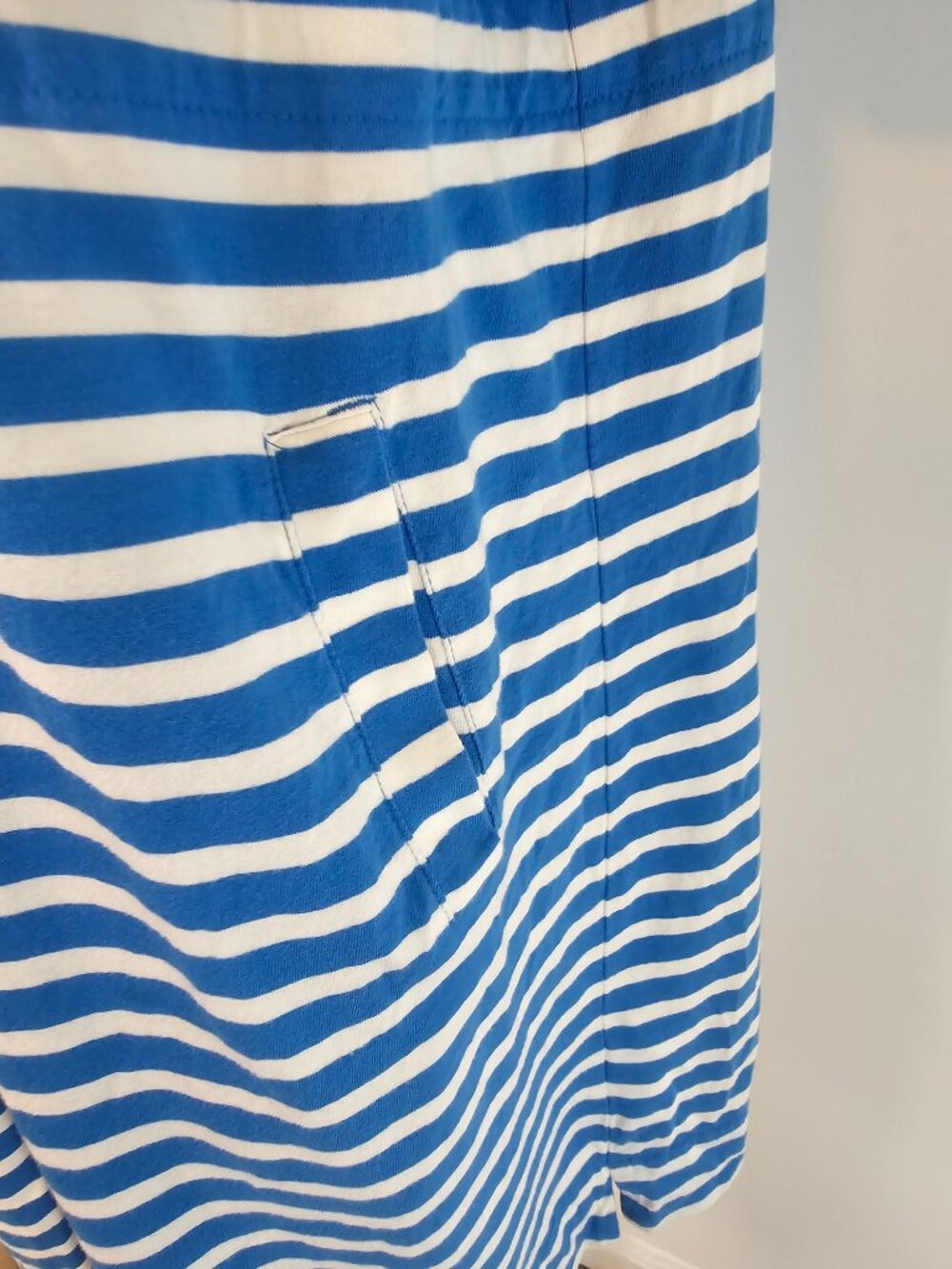 Lands' End Dress Coverup Blue White Stripes Hooded Beach Summer Casual M - Picture 5 of 10